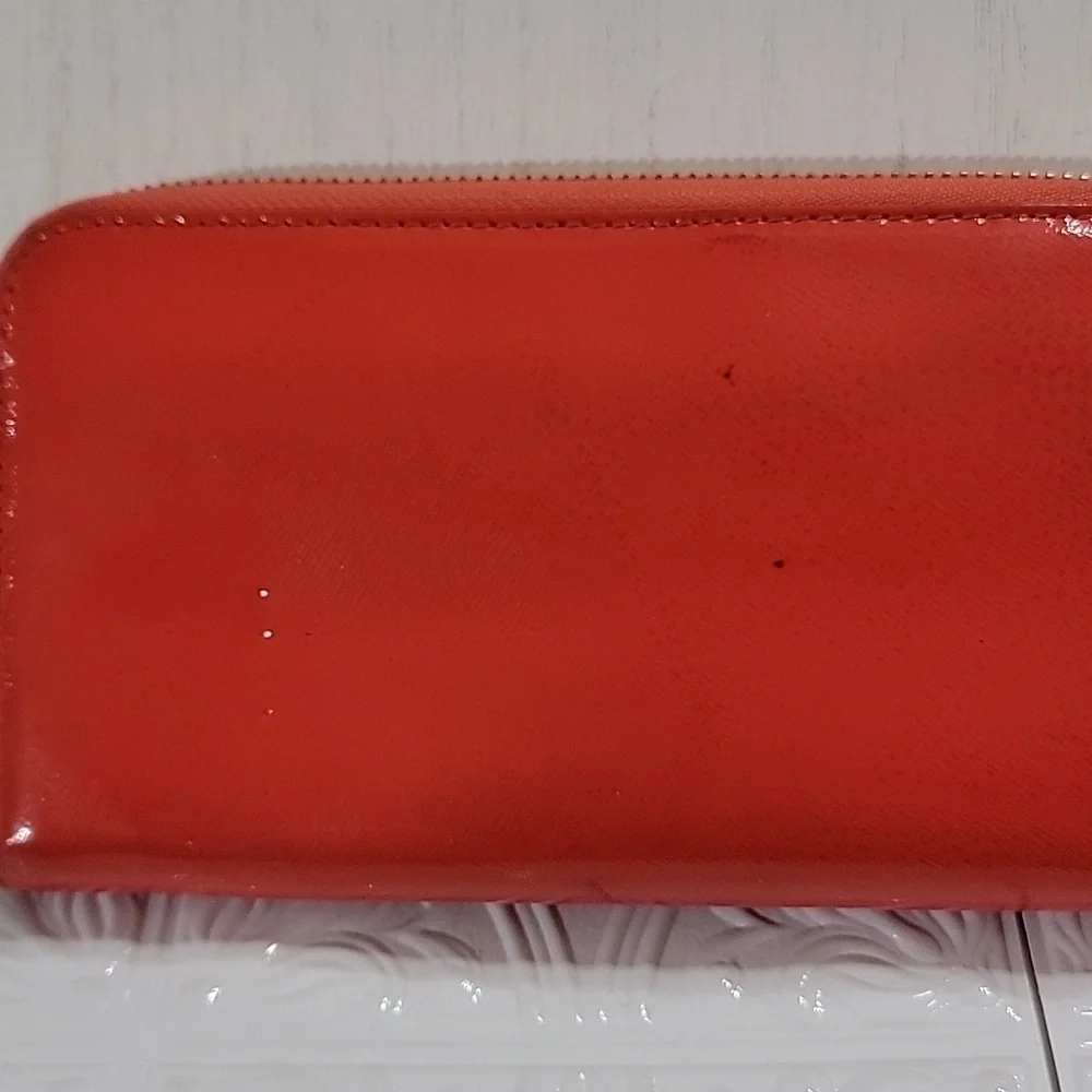 Tory Burch Poppy Red Robinson Continental Patent Leather Wallet